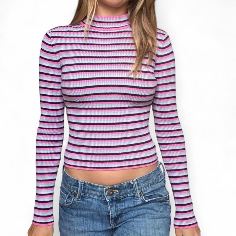 Arizona mock neck ribbed thermal long sleeve sweater crop top